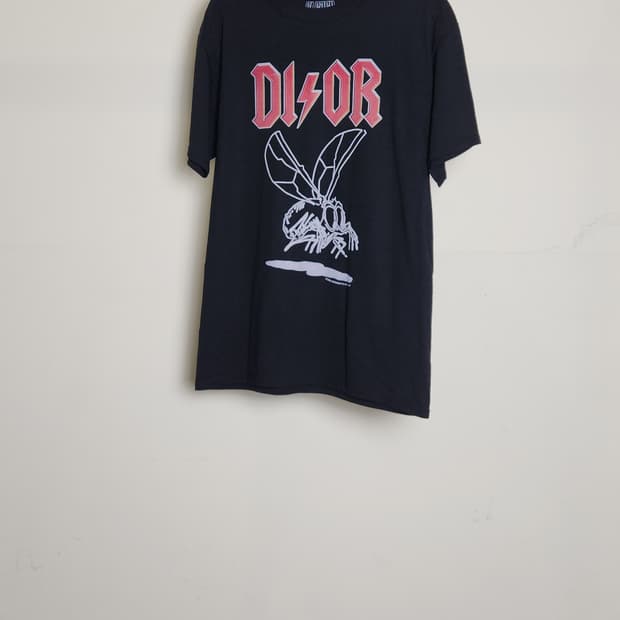 DIOR 블랙 꿀벌 프린팅 반팔 티셔츠