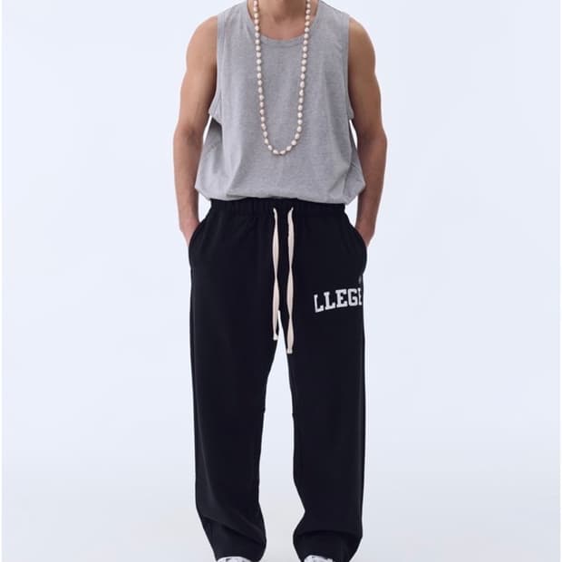 (S) 렉토 LLEGE 로고 트레이닝 스웨트 스웻 팬츠 블랙