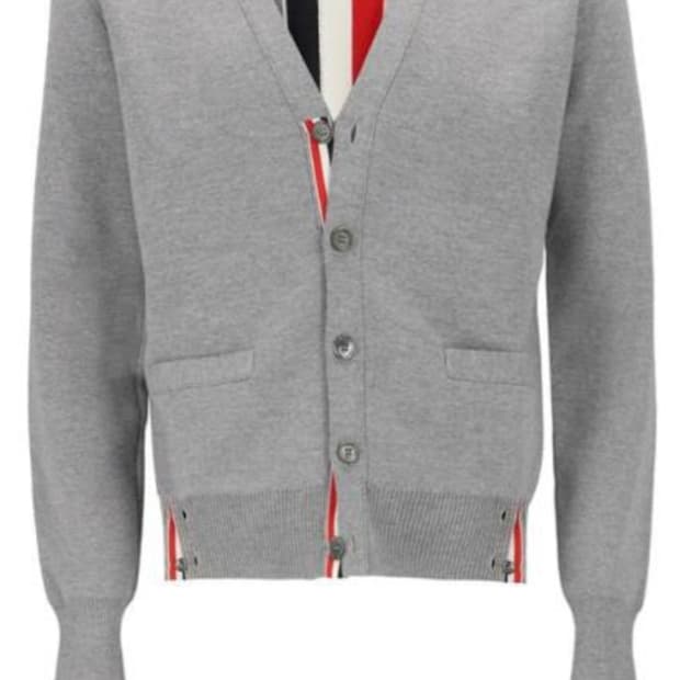 톰브라운 RWB 스트라이프 밀라노 스티치 울 남성 가디건