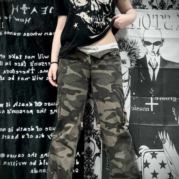 Y2k 카모 카고 팬츠