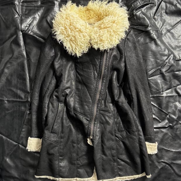 Black wool shearling jacket