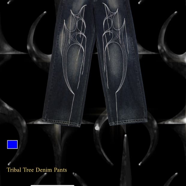 떠그클럽 Tribal Tree Denim Pants 블루2사이즈(새상품)