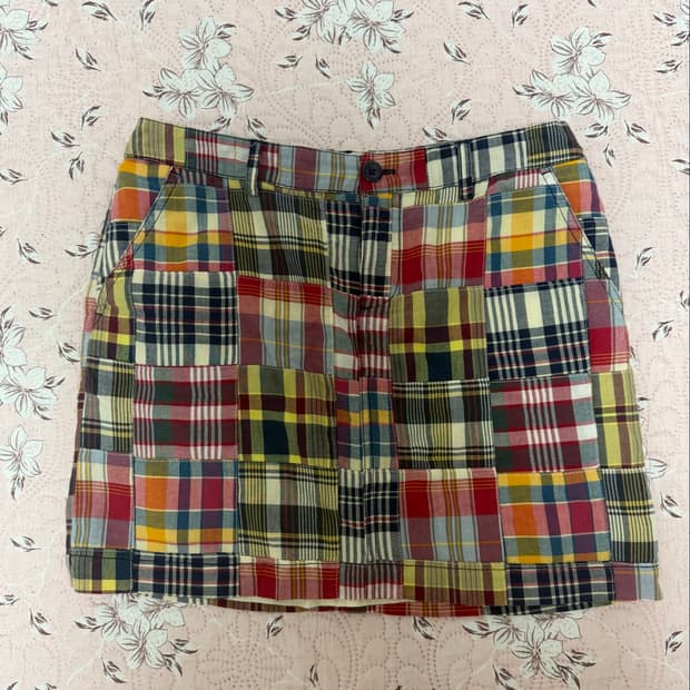 Plol 패치워크 체크 치마 스커트 vintage