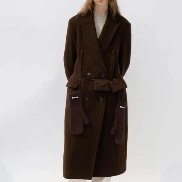 새상품)LEVAR 헤어리 브라운 롱 코트 Hairy Alpaca Blen