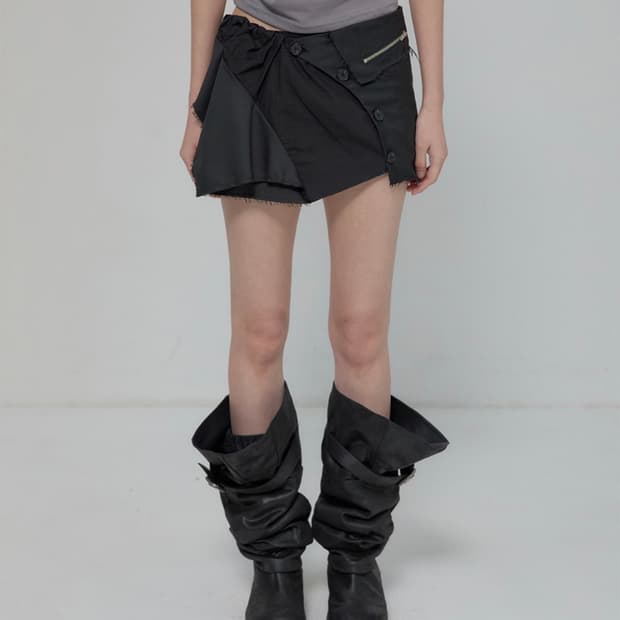 플레어업 Asymmetrical Layered Mini Skirt 