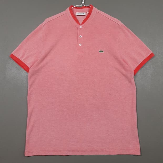 105) 라코스테 신형 배색 포인트 헨리넥 반팔 카라티 폴로 셔츠 레드