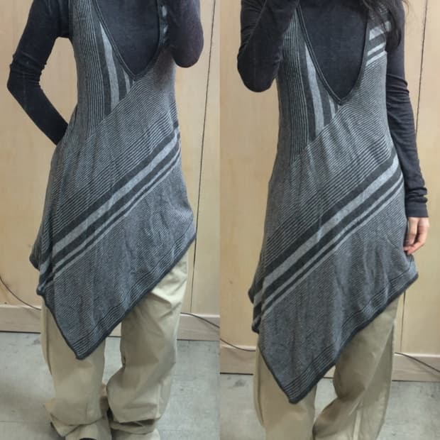 [직수입] 빈티지 에이시메트릭 니트 드레스 