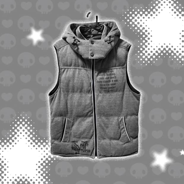 펑크y2k갸루 레터링 후드 집업 패딩 조끼 베스트