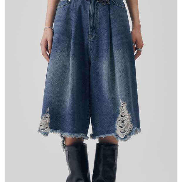 트리밍버드 데님 반바지 Denim Set-up Shorts [ Blue 