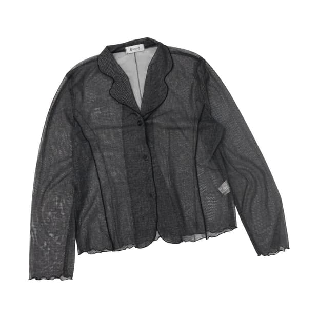 802s08 빈티지 시스루 메쉬 블랙 카라 가디건 셔츠