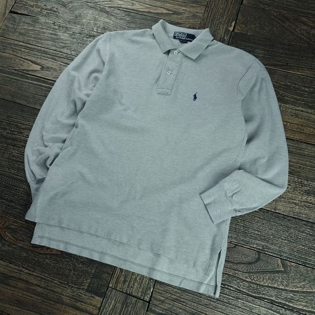 [폴로 랄프로렌] 포니 로고 자수 긴팔 카라티 그레이 M18219