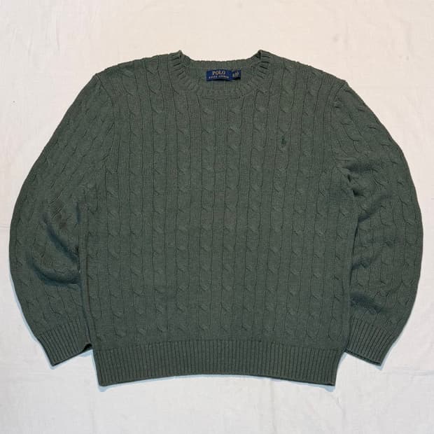 폴로 랄프로렌 말차맛 꽈배기 케이블 니트 그린