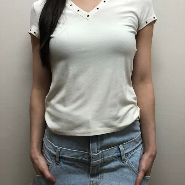 빈티지 화이트 펑크 아일렛 티셔츠