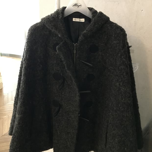 빈티지 케이프 떡볶이 코트 후드 하프코트 사와코