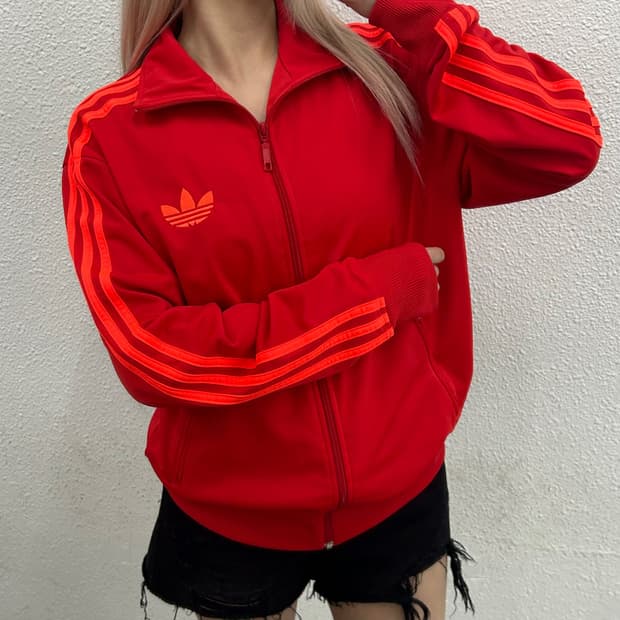 아디다스 파이어버드 오렌지라인 레드 트랙탑 95