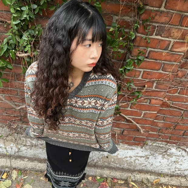 눈꽃 패턴 울 니트