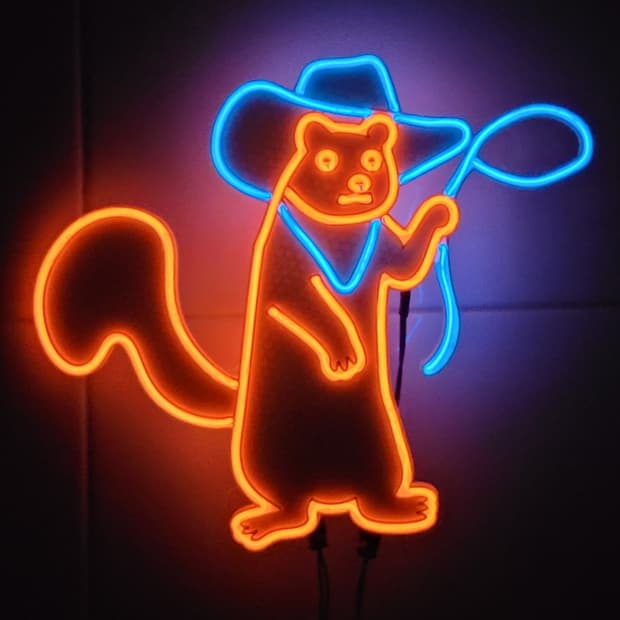 네온사인 다람쥐 카우보이 led 램프 무드등