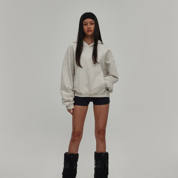 블랙업 헤비스웨트 오버핏 후드 오트밀
