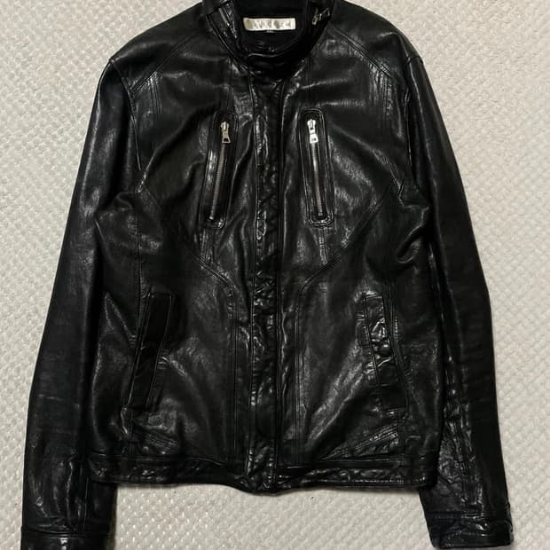 [L]셀렉티즘 레더 램스킨 라이더 자켓