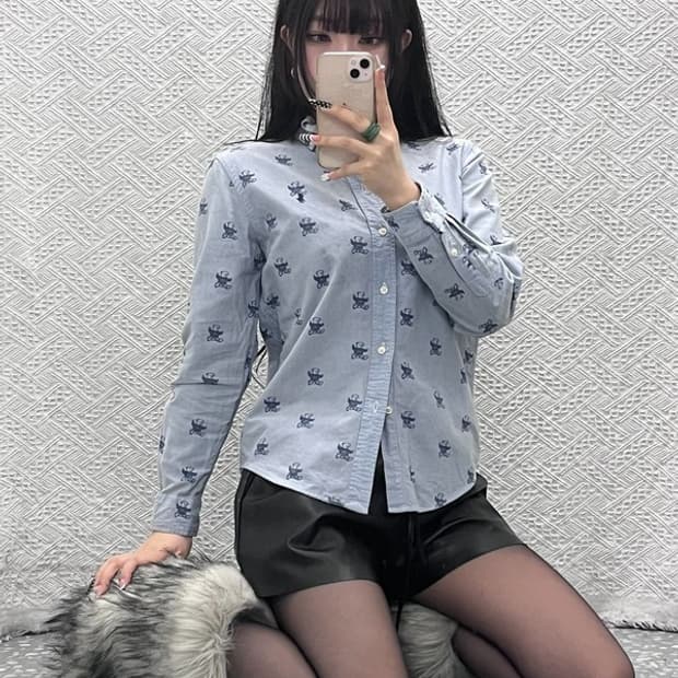 폴로 랄프로렌 빈티지 컨트리 키치 베어 패턴 셔츠 95 C10183