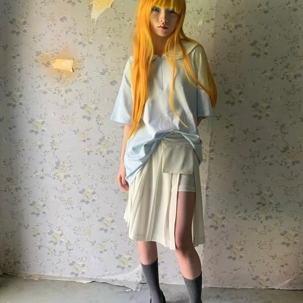 샵페어리 faerie 메쉬 포켓 플리츠 아이보리