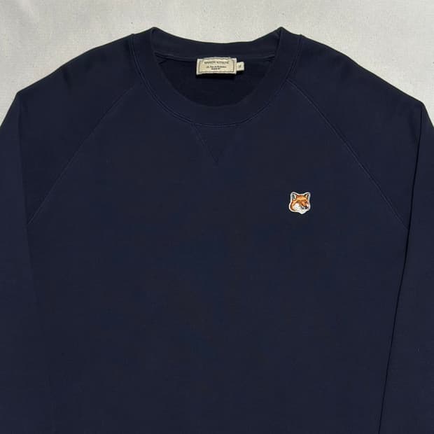XL 메종키츠네 폭스 헤드 패치 네이비 맨투맨
