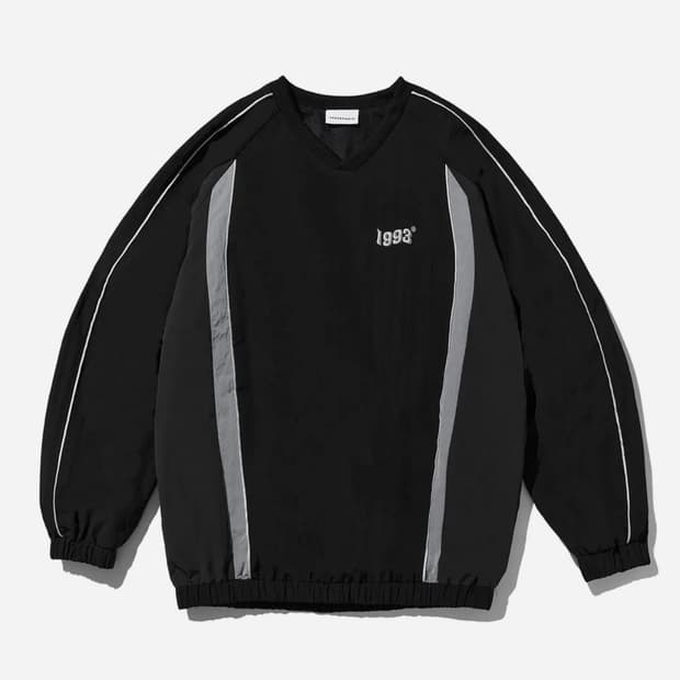 1993스튜디오 빈티지 파이핑 윈드브레이커 블랙