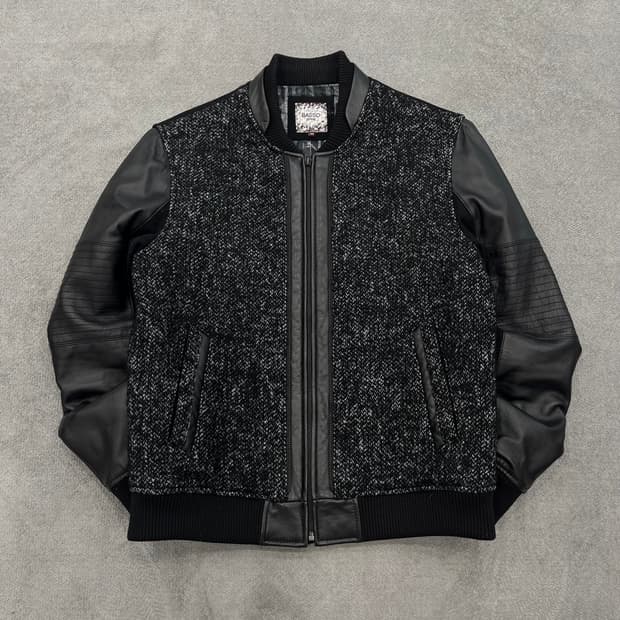 105 바쏘옴므 양가죽 울니트 도킹레더자켓