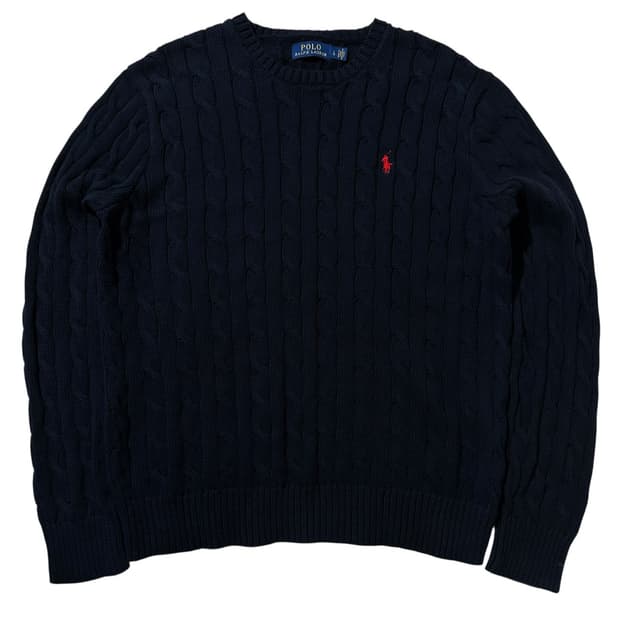 폴로 랄프로렌 케이블 라운드 니트 네이비