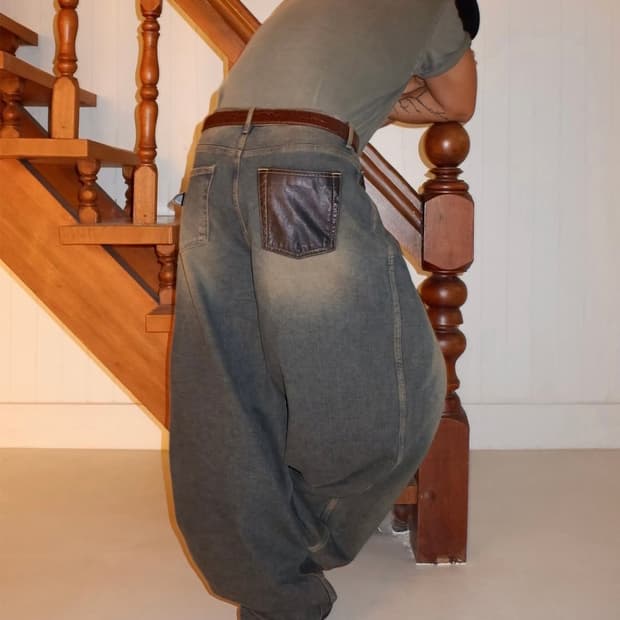 -antique washed baggy jean (rust)