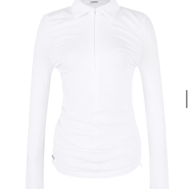 세릭CERRIC 지퍼 셔링 긴팔 셔츠티셔츠 화이트