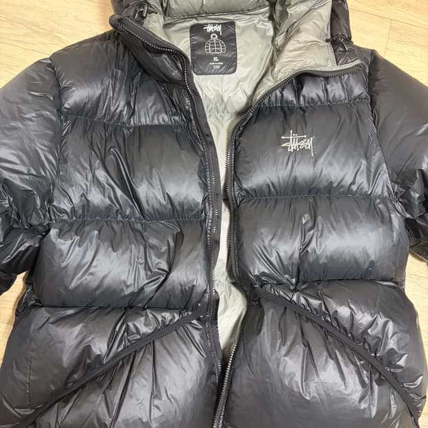 스투시 다운 파카 마이크로 립스탑 팬텀 블랙 XL