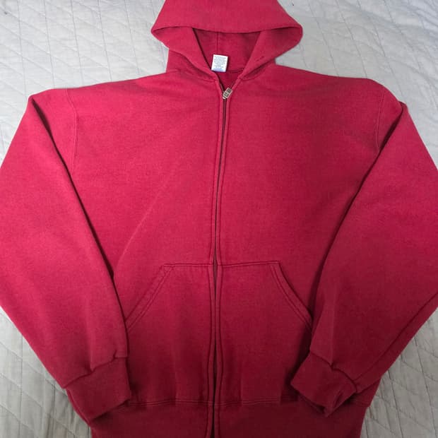 [XL] 90s 빈티지 러셀 후드 집업 페이디드 레드/버건디