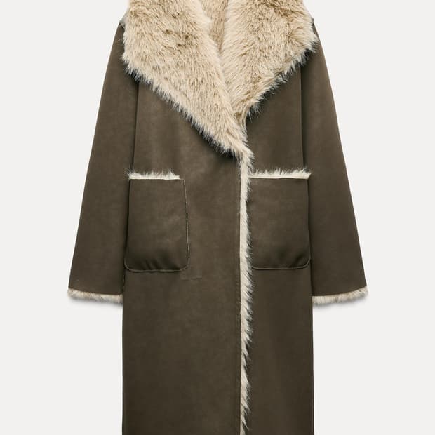 ZARA 자라 페이크 퍼 더블 페이스드 리버시블 양면 롱 코트