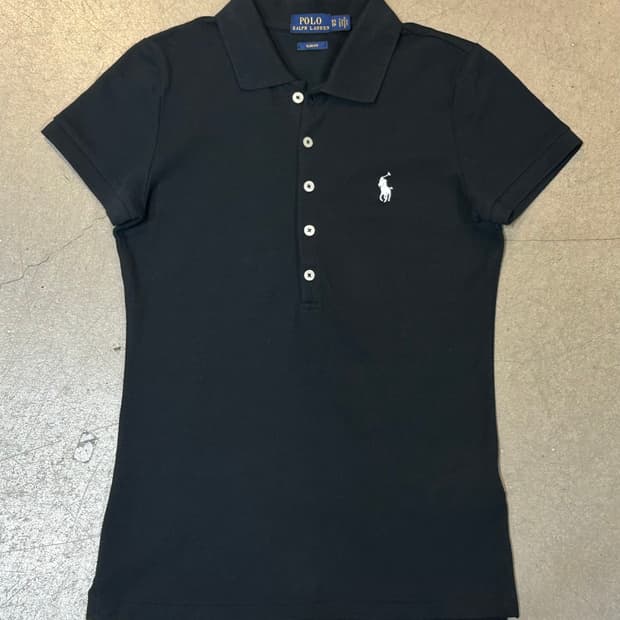 🫶🏻 폴로랄프로렌 Slim Fit 여성용 블랙 카라 반팔티 🫶🏻