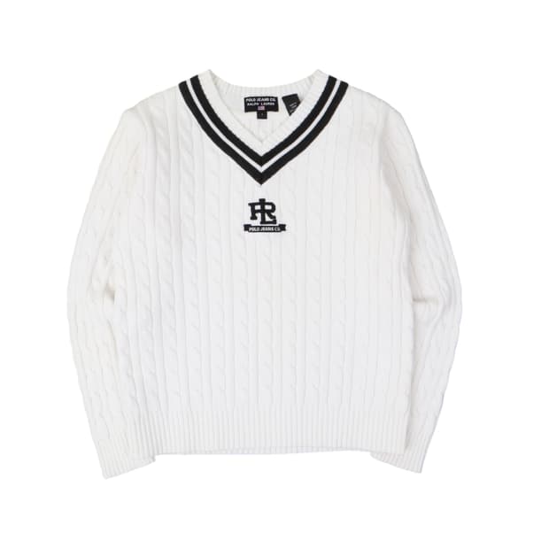 폴로진스 RL 크리켓 화이트 케이블 니트