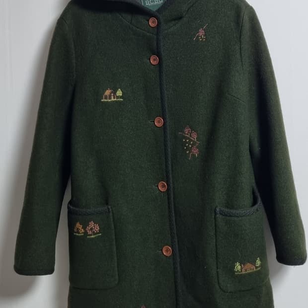 S (55) BCBG 비씨비지 카키 빈티지 후드 자켓