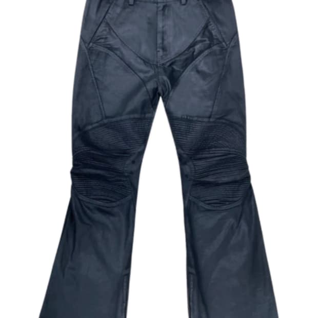 프로젝트GR 코티드 바이커 아머드 플레어 팬츠 블랙 (1)