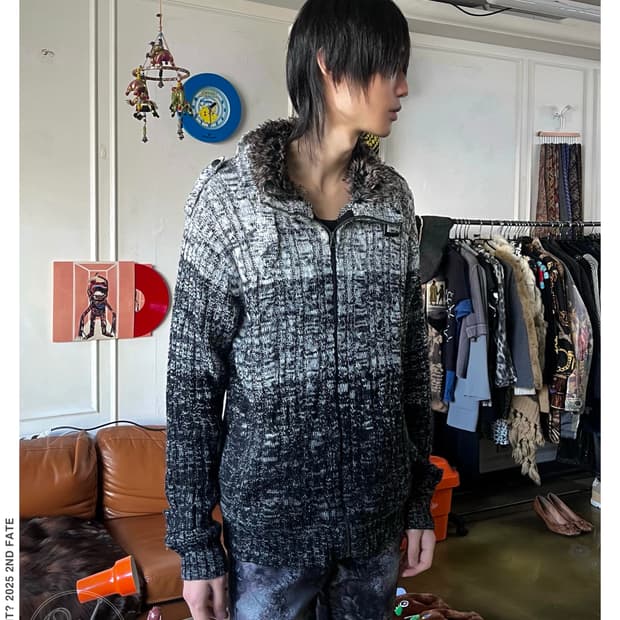 90-00s TRENZA Fur Trim Gothic Knit Zipup