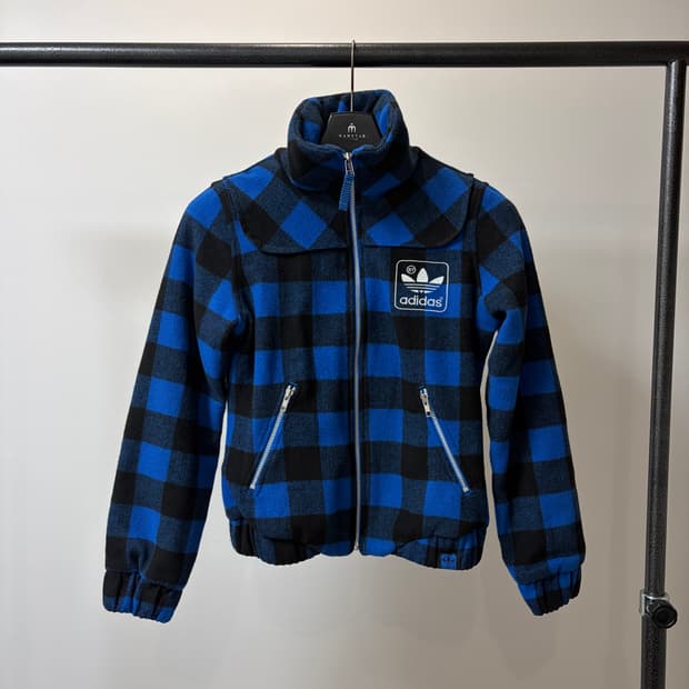(95) 아디다스 y2k 체크 울 누빔 자켓