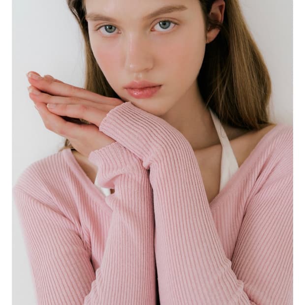 Lettera 레테라 롱 슬림 니트 라이트 핑크