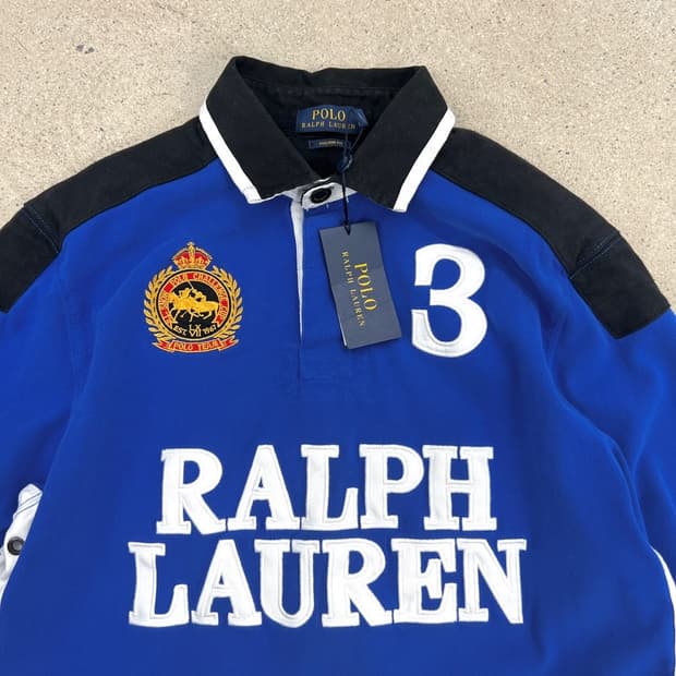 폴로 랄프로렌 빅로고 배색 럭비 티셔츠