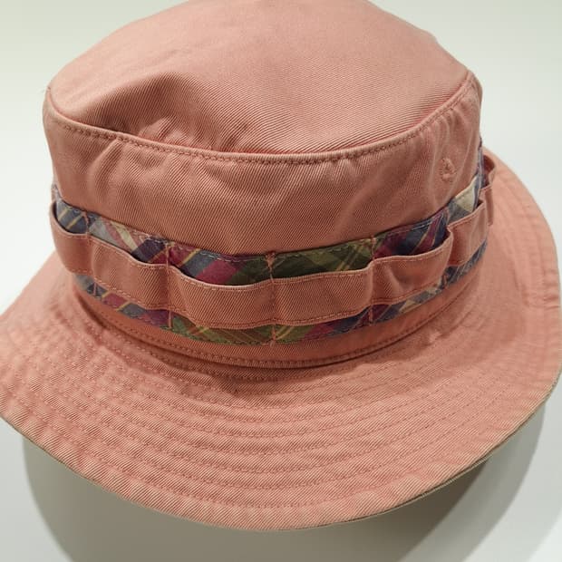CL250 폴로 00s 한국판 코튼 마드라스체크 핑크 버킷햇 모자