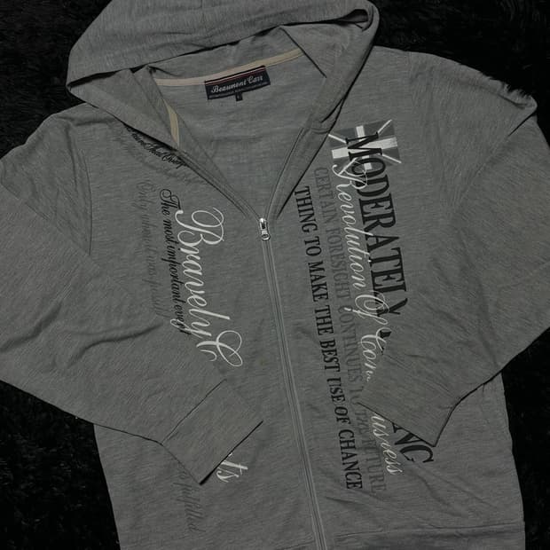 Set- Gray&Black Lettering Hooded Zip-Up