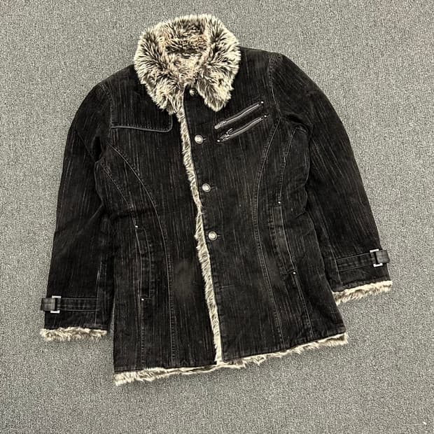 L) Mossimo 빈티지 퍼 데님 무스탕 자켓