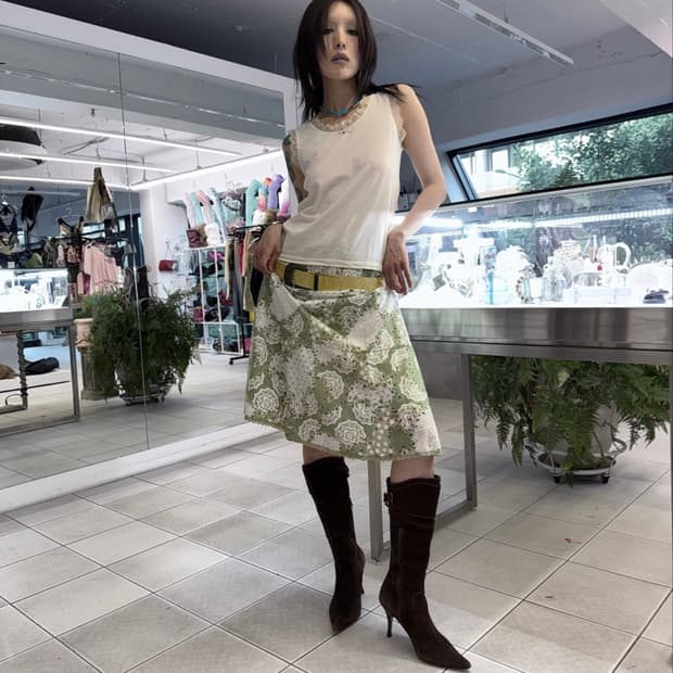 pointelle embroidery skirt 자수 스커트