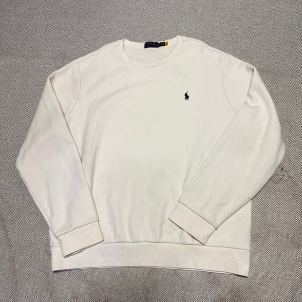 폴로 랄프로렌 화이트 기모 맨투맨