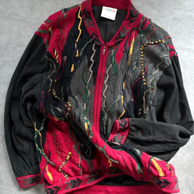 COOGI 쿠지 오스트레일리아 멀티컬러 3D 케이블 풀 니트집업 자켓