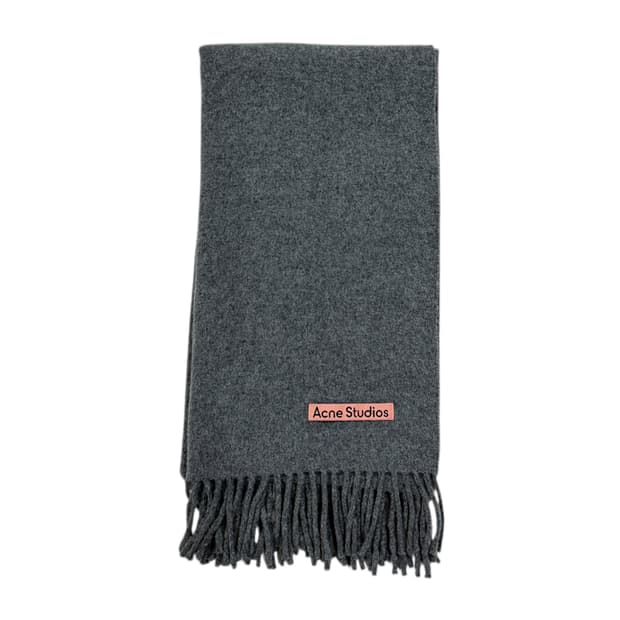 아크네 스튜디오 내로우 울 프린지 머플러 그레이 멜란지