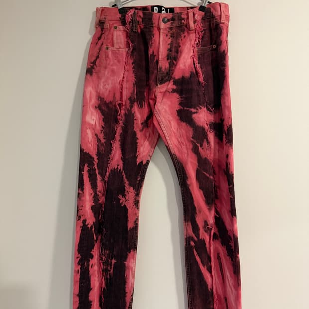 보브슨 체스킹 핑크 블리치 리워크 데님 팬츠 